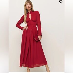 REFORMATION Georgianna Red Corset Maxi Dress Sangre 6 NEW W TAGS Holiday